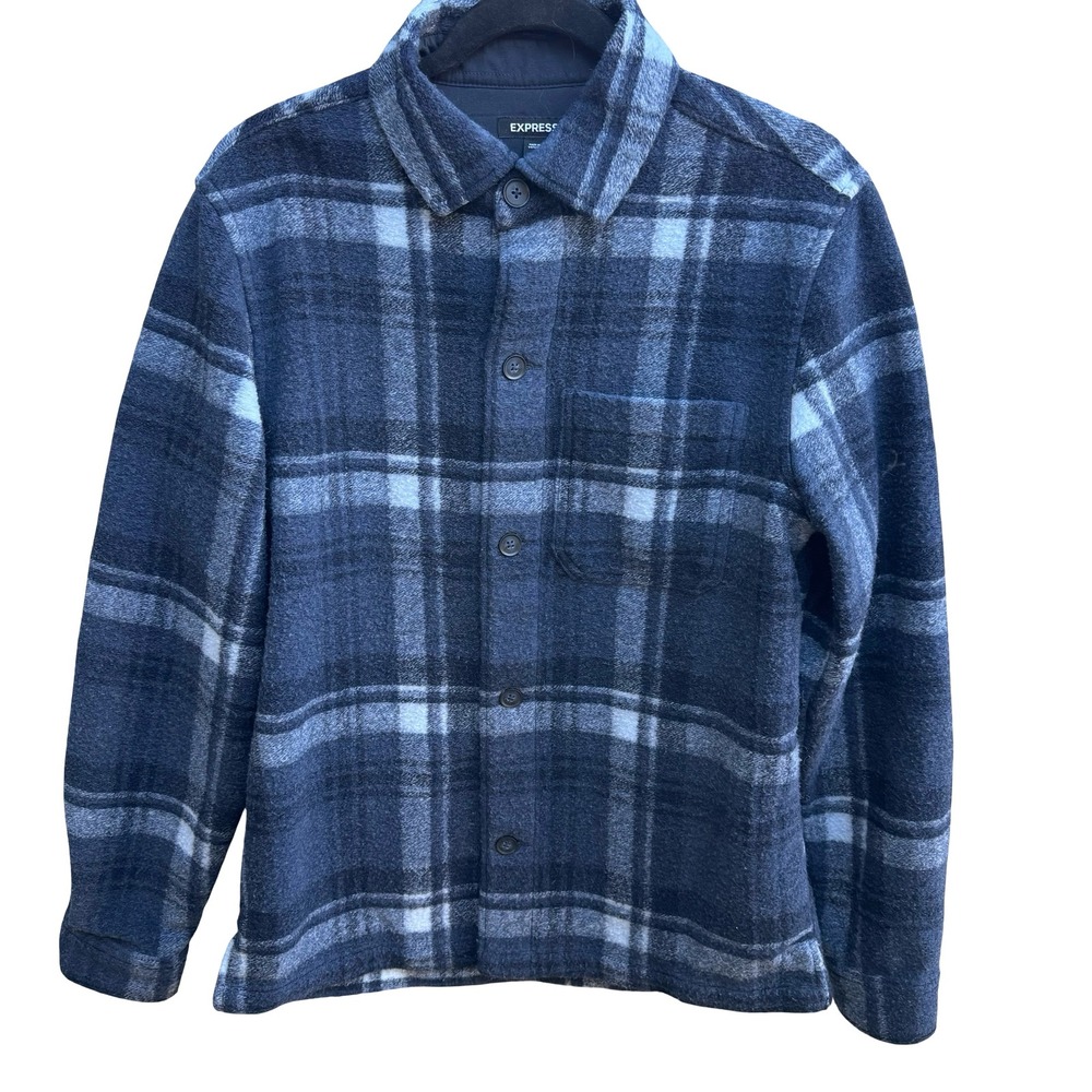 Express Lumberjack Gorpcore Plaid Fleece Shacket Workwear Shirt Jacket Mens S